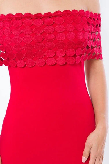 Women's Red midi dress crochet style back view