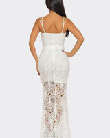 Crochet Glam Ring Strap Maxi Dress. Featuring a flattering silhouette and delicate details for a dramatic finish.