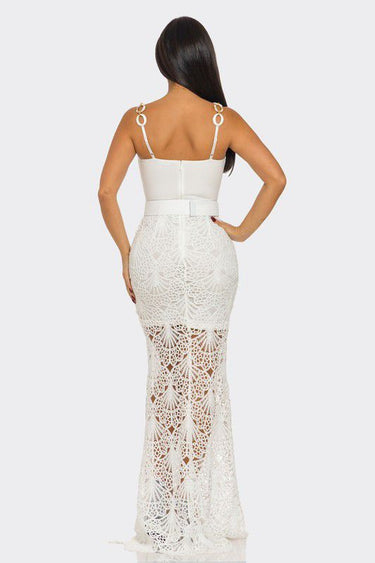 Crochet Glam Ring Strap Maxi Dress. Featuring a flattering silhouette and delicate details for a dramatic finish.