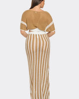 Boho-Chic Two-Piece Skirt Set (Taupe) - view 3