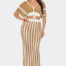 Boho-Chic Two-Piece Skirt Set (Taupe) - front view