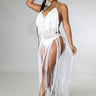 Hottest Days White Crochet Cover Up with Fringe Detail - front view