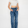 Crystal Bow Embellished Straight - Leg Jeans - Blue - Palazzo Couture Online