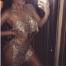 bronze crystal chainmail mesh top front view