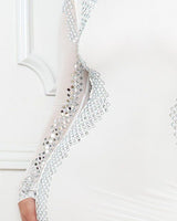 Crystal Contour Rhinestone Maxi Dress (Ivory) - Palazzo Couture Online