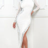 Crystal Contour Rhinestone Maxi Dress (Ivory) - Palazzo Couture Online