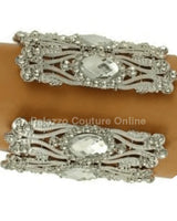 Crystal Cuff Bracelet with Oval Stones in Gold or Silver Finish - stylish accessory for every outfit