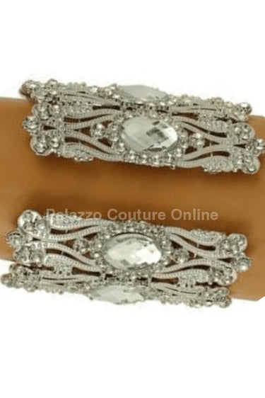 Crystal Cuff Bracelet with Oval Stones in Gold or Silver Finish - stylish accessory for every outfit