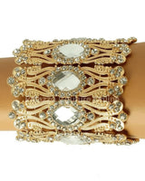 Crystal Cuff Bracelet with Oval Stones in Gold or Silver Finish for women - fashion jewelry by Palazzo Couture