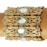 Crystal Cuff Bracelet with Oval Stones in Gold or Silver Finish for women - fashion jewelry by Palazzo Couture