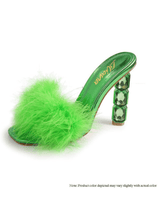 Crystal Feather High Heel Green - Palazzo Couture Online