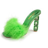 Crystal Feather High Heel Green for women - stylish heels by Palazzo Couture