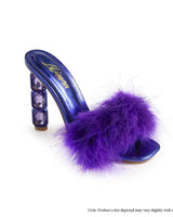Crystal Feather high Heel Purple - women's statement party shoes