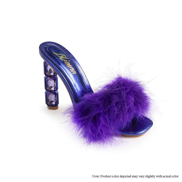 Crystal Feather high Heel Purple - women's statement party shoes