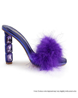 Crystal Feather high Heel Purple for women - stylish heels by Palazzo Couture