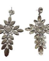 Crystal Flower Drop Earrings - Silver - Palazzo Couture Online