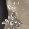 Crystal Flower Drop Earrings-Silver - view 2