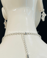 Crystal Flowers Necklace Set (Silver) - Palazzo Couture Online