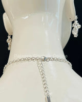 Crystal Flowers Necklace Set (Silver) - women's statement jewelry