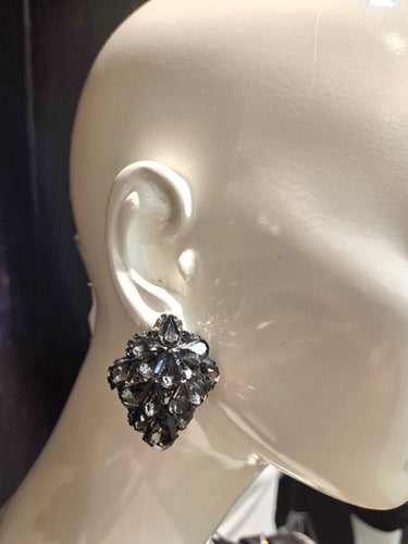 Crystal Gems Statement Earrings - Black - Palazzo Couture Online