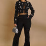 Crystal Icon Blazer Pant Set Black  a chic ensemble perfect for glamorous events. Shine with confidence and sophistication.