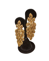 Crystal Leaf Drop Earrings - Gold - Palazzo Couture Online