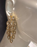 Crystal Leaf Drop Earrings - Gold - Palazzo Couture Online