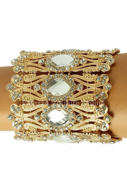 Crystal Metal Bangle Gold Bracelet