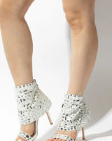 J Lo Crystal Noir Stilettos (white) for women - stylish heels by Palazzo Couture