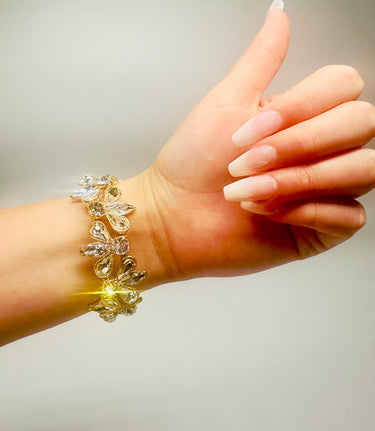 Crystal Petals Bracelet (Gold) - Palazzo Couture Online