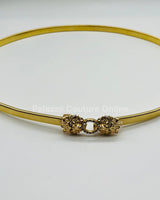 Crystal Safari Elastic Lion face Belt Gold - Palazzo Couture Online