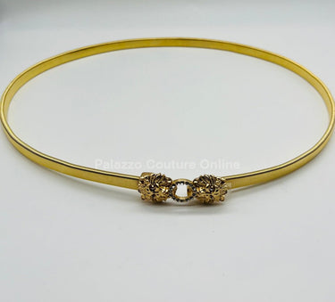 Crystal Safari Elastic Lion face Belt Gold - Palazzo Couture Online