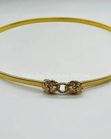 Crystal Safari Elastic Lion face Belt Gold - stylish belt for dresses and outfits