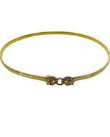Crystal Safari Elastic Lion face Belt Gold for women - fashion belt by Palazzo Couture