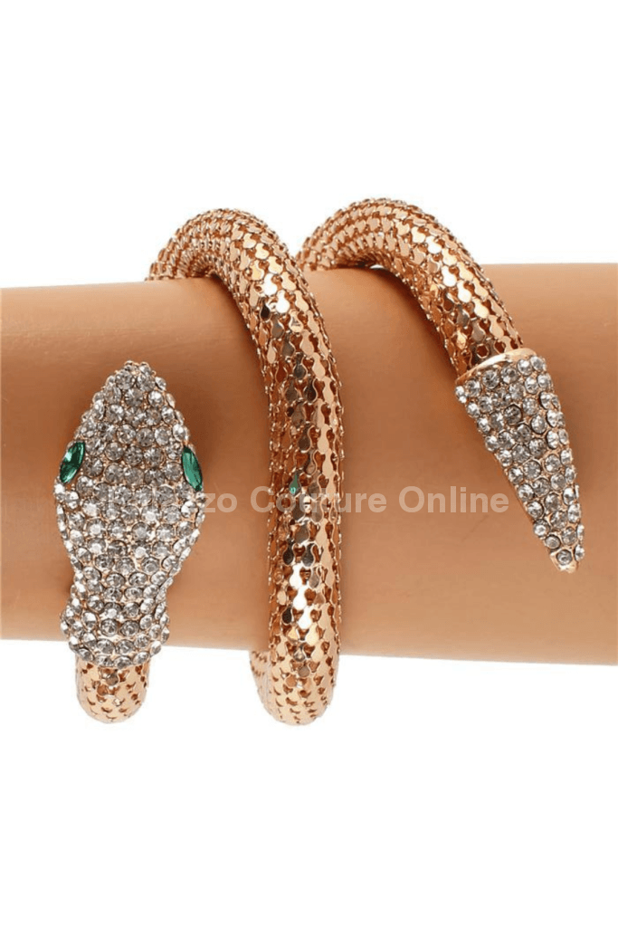 Crystal Snake Bangle Gold Bracelet