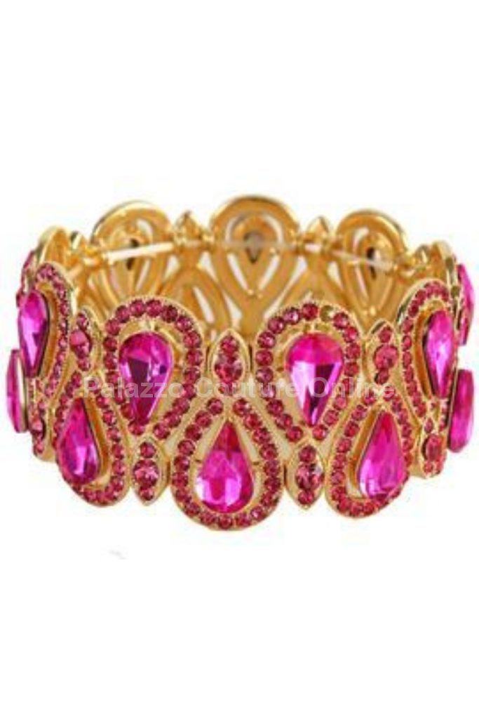 Crystal Tear Shape Bracelet Fuchsia