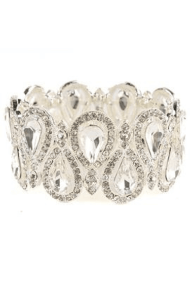 Crystal Tear Shape Bracelet (Silver) - Palazzo Couture Online