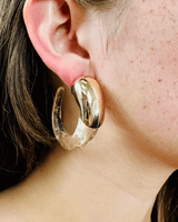 Crystal Wave Hoops Earrings (Gold) - Palazzo Couture Online