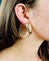Crystal Wave Hoops Earrings (Gold) - women's statement jewelry