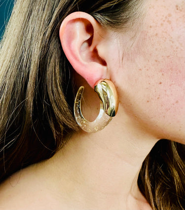 Crystal Wave Hoops Earrings (Gold) - women's statement jewelry