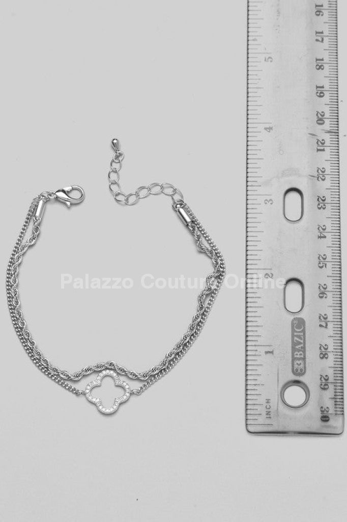 Cubic Zirconia Clover Charm Bracelet
