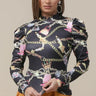 Custom gift chain mix graphic Top front view showing long sleeve design