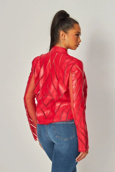 Cut Em' Off Jacket (Red) - trendy layering piece for women