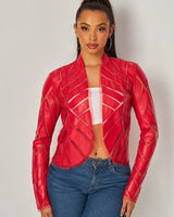 Cut Em' Off Jacket (Red) for women - stylish outerwear by Palazzo Couture