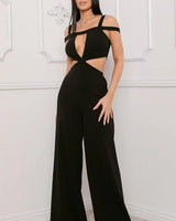 Cutout Detailed Black Jumpsuit - women's one-piece outfit for going out