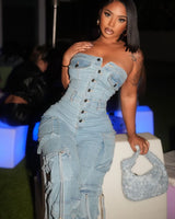 Daily Grind Denim Jumpsuit - Palazzo Couture Online