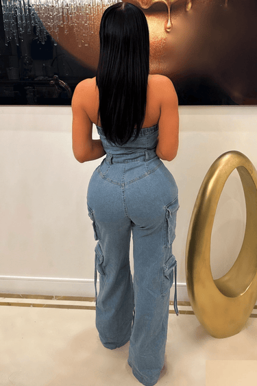 Daily Grind Denim Jumpsuit - Palazzo Couture Online