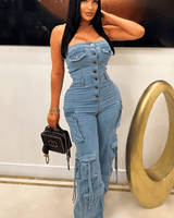 Daily Grind Denim Jumpsuit - Palazzo Couture Online