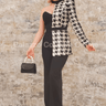 Dale Black White Houndtooth Sequins single Shoulder Jumpsuit - Palazzo Couture Online