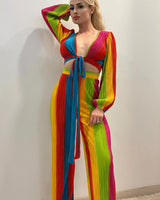 Women's  pant set pleated style back view